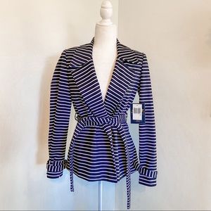 Seven7 Navy and White Striped Blazer Coat Jacket